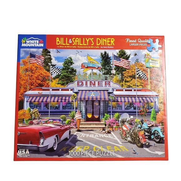 White Mountain Bill & Sally's Diner 1000 Piece Puzzle #1631 24inx30in Pre-Owned - Picture 1 of 7